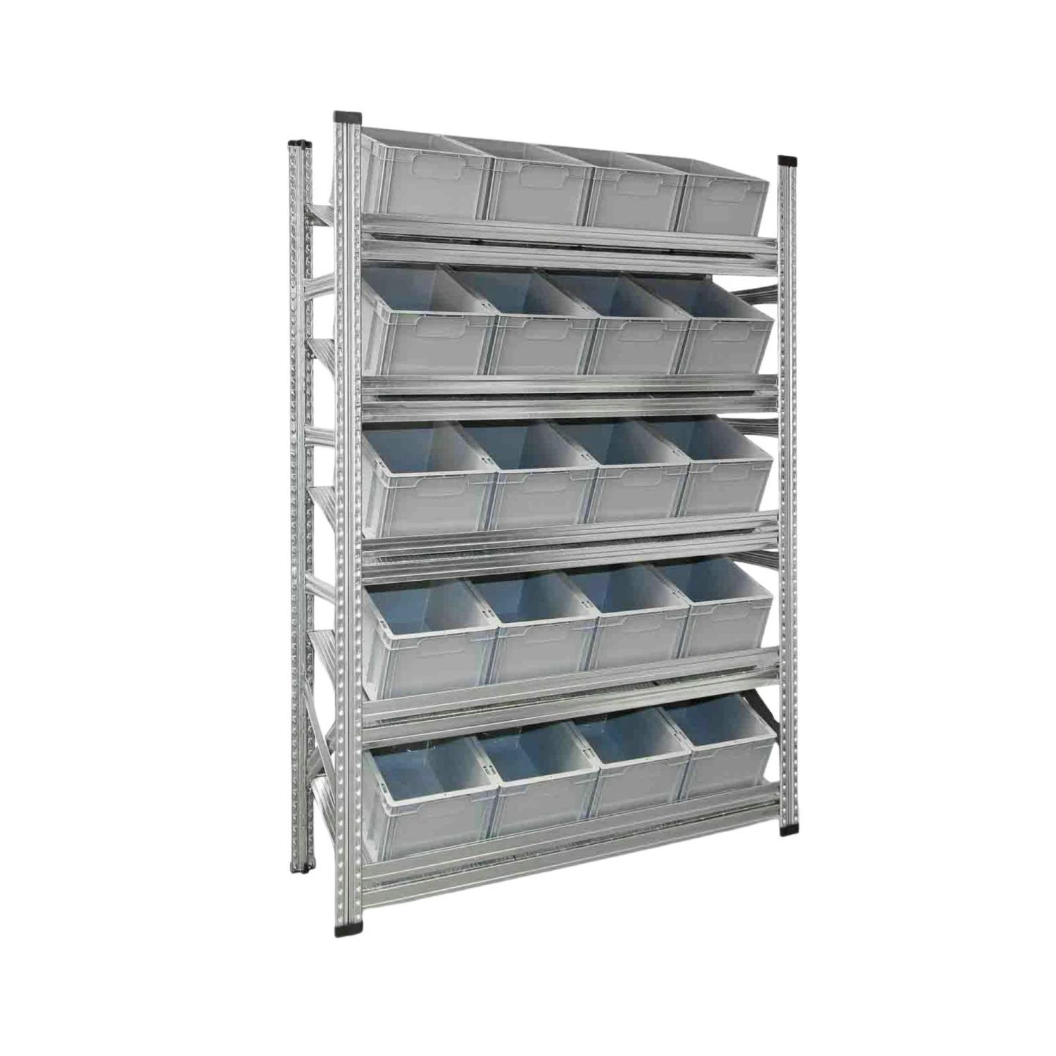 PROREGAL NextGen Schrägbodenregal Für Euroboxen (ohne Boxen) | 5 Fachböden | HxBxT 197x142x40cm | Fachlast 180kg | Verzinkt 3 PROREGAL NextGen Schrägbodenregal Für Euroboxen (ohne Boxen) | 5 Fachböden | HxBxT 197x142x40cm | Fachlast 180kg | Verzinkt