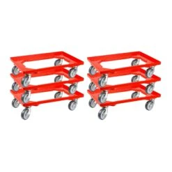PROREGAL Transportroller Für Euroboxen 60x40cm Mit Gummiräder Rot | Offenes Deck | 2 Lenkrollen & 2 Bremsrollen | Traglast 300kg -Proregal 0952cd44 b5a0 4efc 81c6 7503c391a391