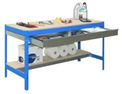 Werkbank Buffalo Mit Schubfach | HxBxT 84x120x76cm | Traglast 600kg | Blau -Proregal 0a5c85c9 a27e 48c6 a21f 6c68d3652736