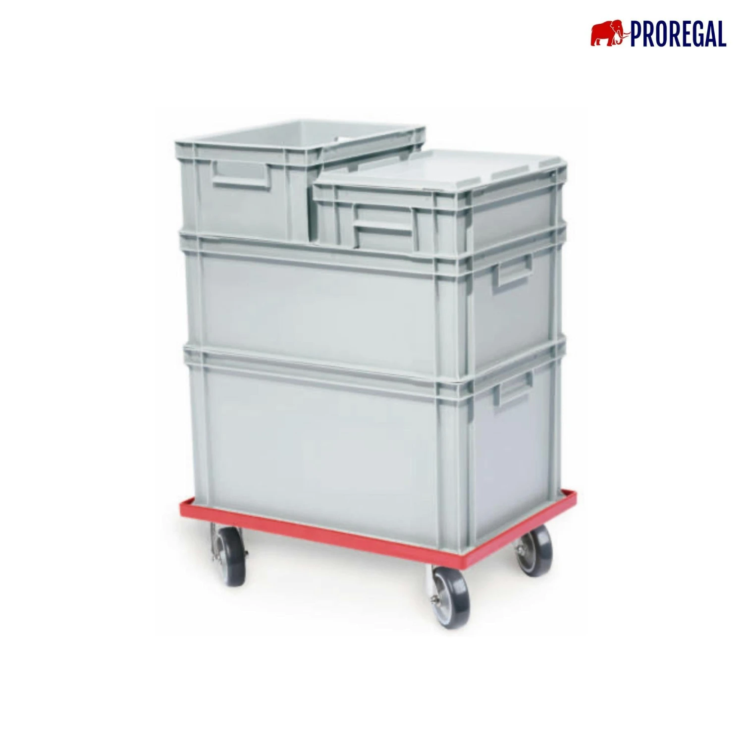 PROREGAL Transportroller Für Euroboxen 60x40cm Mit Gummiräder Grau | Offenes Deck | 4 Lenkrollen | Traglast 300kg 8 PROREGAL Transportroller Für Euroboxen 60x40cm Mit Gummiräder Grau | Offenes Deck | 4 Lenkrollen | Traglast 300kg – Bild 6