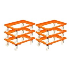 PROREGAL Transportroller Für Euroboxen 60x40cm Mit Kunststoffräder Orange | Offenes Deck | 2 Lenkrollen & 2 Bremsrollen | Traglast 300kg -Proregal 18b68ba8 7503 491d b3c2 407d3247c8fc