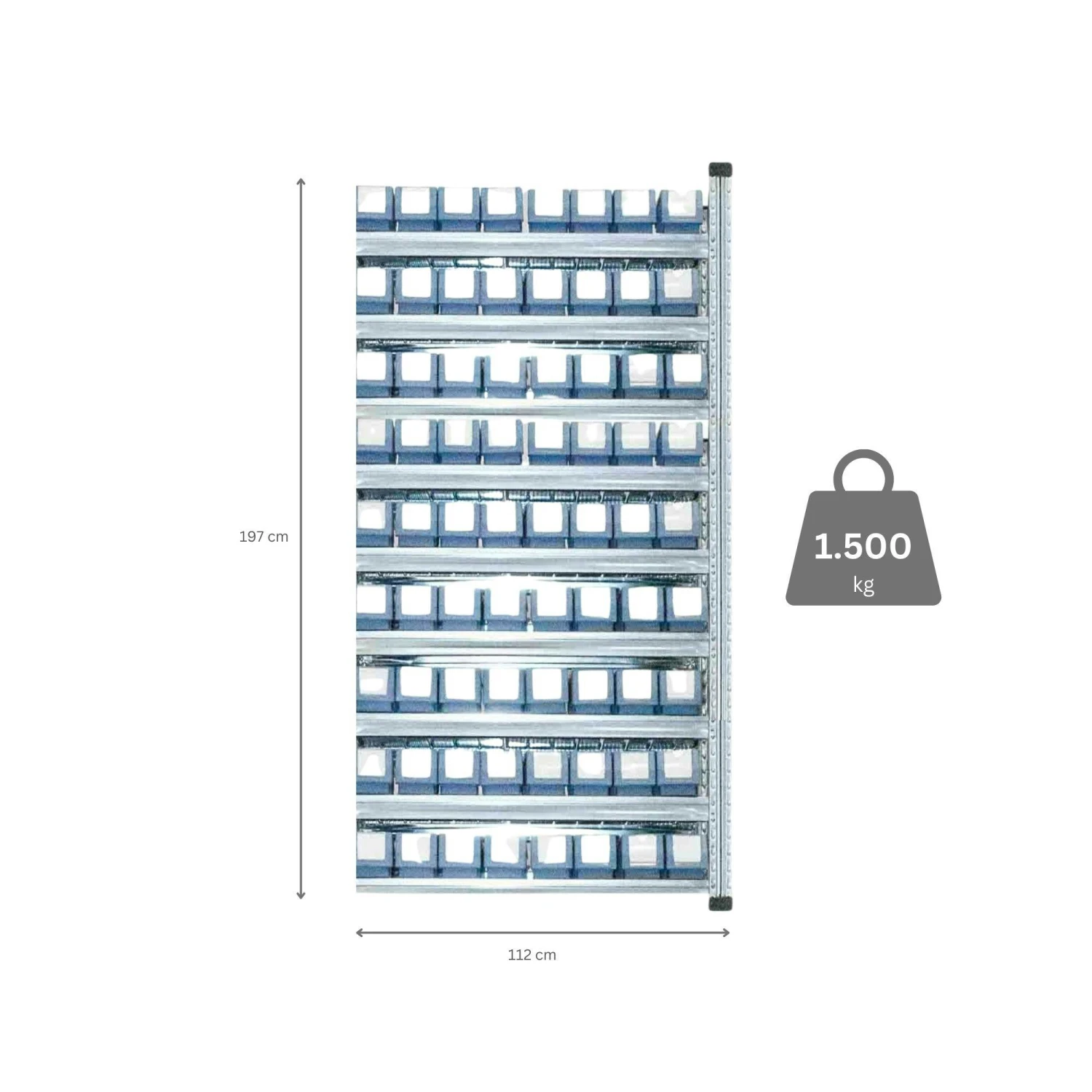 PROREGAL Anbauregal Zum Fachbodenregal Für Regalkästen (ohne Boxen) | 9 Fachböden | HxBxT 197x112x32cm | Fachlast 235kg | Verzinkt 9 PROREGAL Anbauregal Zum Fachbodenregal Für Regalkästen (ohne Boxen) | 9 Fachböden | HxBxT 197x112x32cm | Fachlast 235kg | Verzinkt – Bild 7