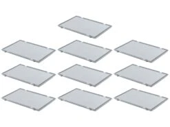 PROREGAL 10x Scharnierdeckel Für Eurobehälter | HxBxT 2,7x40x60cm