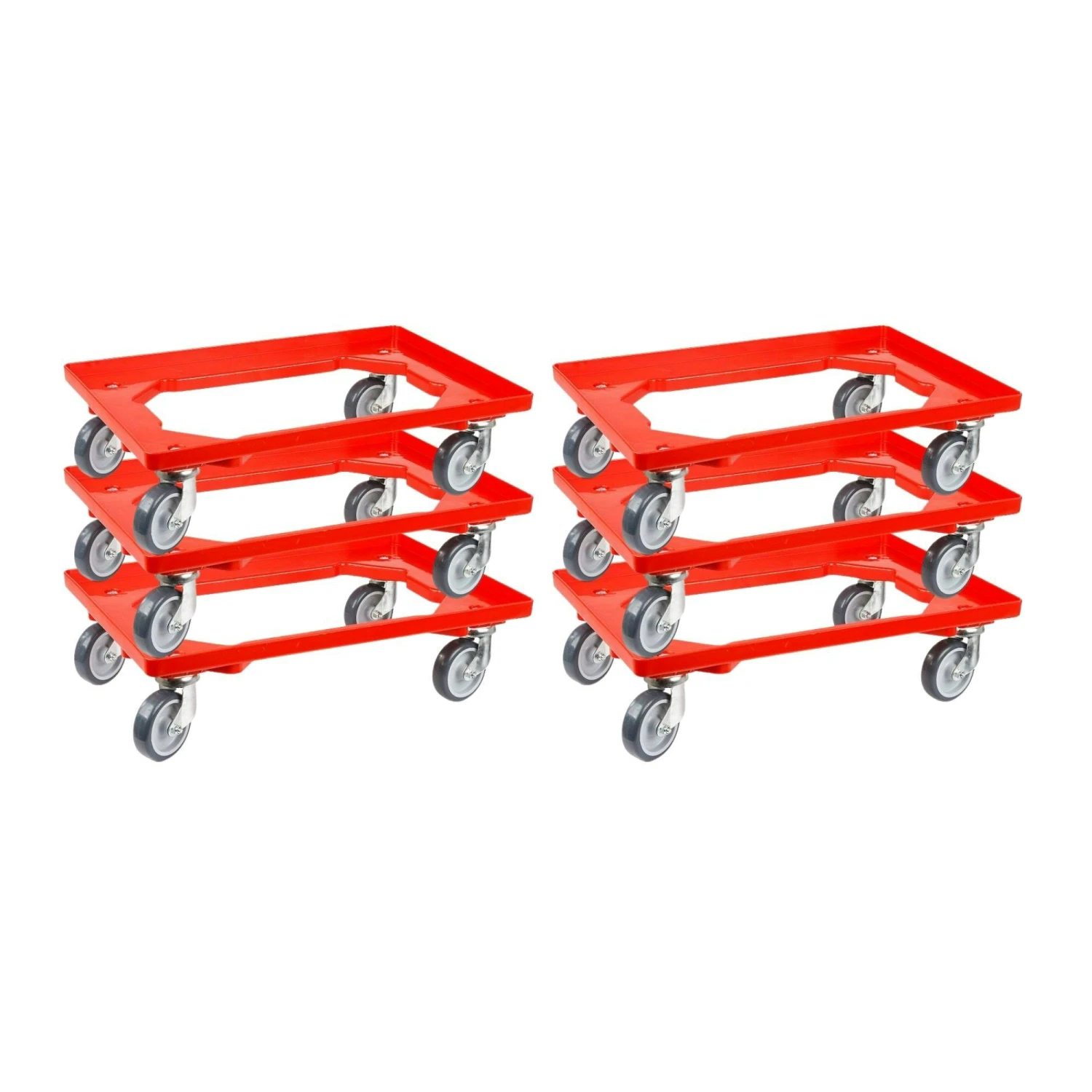 PROREGAL Transportroller Für Euroboxen 60x40cm Mit Gummiräder Rot | Offenes Deck | 4 Lenkrollen | Traglast 300kg 9 PROREGAL Transportroller Für Euroboxen 60x40cm Mit Gummiräder Rot | Offenes Deck | 4 Lenkrollen | Traglast 300kg – Bild 7