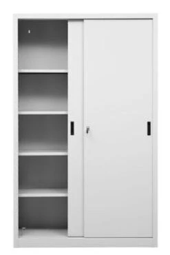 PROREGAL Schiebetürenschrank Mammut| 5 Ordnerhöhen | Metalltüren | HxBxT 195x120x45 Cm | Grau -Proregal 3bf8fb52 a7c3 473c b321 dab300ffce2f 1