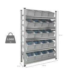 PROREGAL NextGen Schrägbodenregal Für Euroboxen (ohne Boxen) | 5 Fachböden | HxBxT 197x142x40cm | Fachlast 180kg | Verzinkt 15 PROREGAL NextGen Schrägbodenregal Für Euroboxen (ohne Boxen) | 5 Fachböden | HxBxT 197x142x40cm | Fachlast 180kg | Verzinkt -Proregal 45965b90 5584 4213 8a94 e2eeee13b9d5