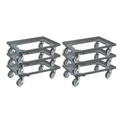PROREGAL Transportroller Für Euroboxen 60x40cm Mit Gummiräder Grau | Offenes Deck | 2 Lenkrollen & 2 Bremsrollen | Traglast 300kg -Proregal 46ed0af6 1697 403b a8e6 9e97713920bc