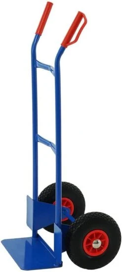 PROREGAL Stahlrohr-Sackkarre Mit Standardschaufel Und Gummibereifung, HxBxT 118,5x55x45cm, Traglast 200kg, Blau, Stahl Sackkarren Transportkarre