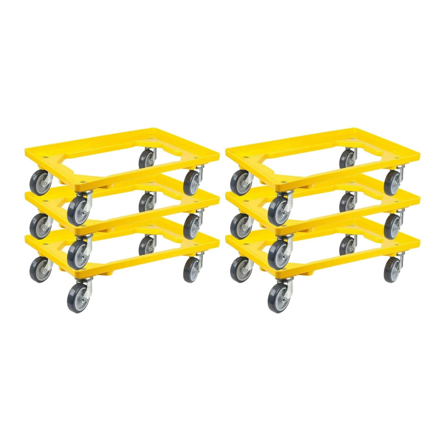 PROREGAL Transportroller Für Euroboxen 60x40cm Mit Gummiräder Gelb | Offenes Deck | 4 Lenkrollen | Traglast 300kg 9 PROREGAL Transportroller Für Euroboxen 60x40cm Mit Gummiräder Gelb | Offenes Deck | 4 Lenkrollen | Traglast 300kg – Bild 7