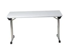 PROREGAL Klapptisch Lizard | T-Fuß-Gestell-Rund | HxBxT 75x160x80 Cm | Chrom-Grau