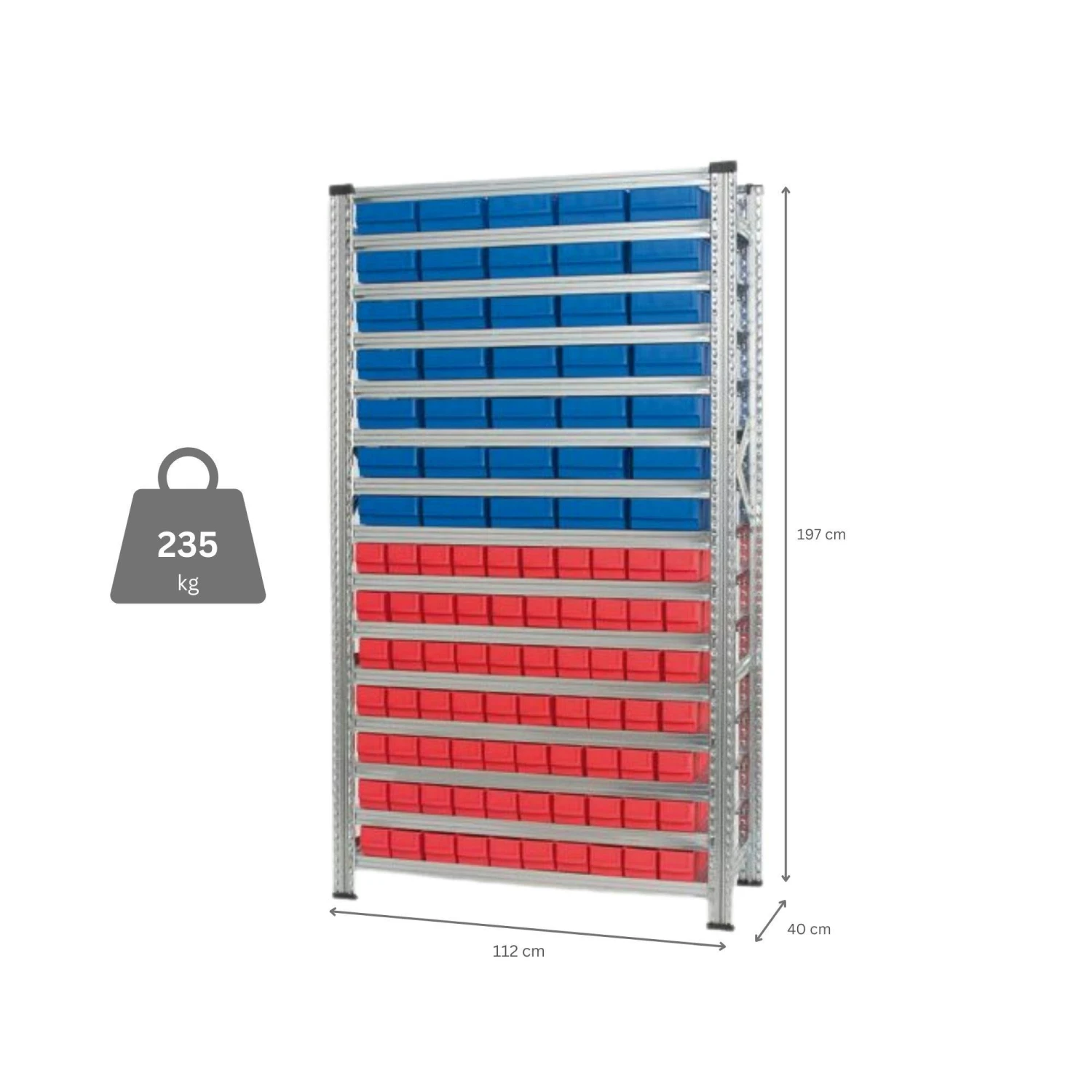 PROREGAL Fachbodenregal Für Industrieboxen (ohne Boxen) | 15 Fachböden | HxBxT 197x112x40cm | Fachlast 235kg | Verzinkt 9 PROREGAL Fachbodenregal Für Industrieboxen (ohne Boxen) | 15 Fachböden | HxBxT 197x112x40cm | Fachlast 235kg | Verzinkt – Bild 7