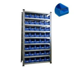 PROREGAL Fachbodenregal Mit 45x Sichtlagerboxen 4.1 Mit Griffstange Grau | 9 Fachböden | HxBxT 197x112x32cm | Verzinkt -Proregal 694527c9 d3be 44e7 ac1f fb26b7006d88 1