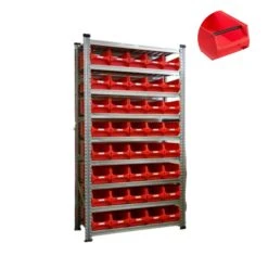 PROREGAL Fachbodenregal Mit 45x Sichtlagerboxen 4.1 Mit Griffstange Grau | 9 Fachböden | HxBxT 197x112x32cm | Verzinkt -Proregal 79ada4c6 ab5e 459c 82bc 7d14b7f2ae75 1