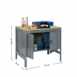 Werkbank Buffalo Mit Schrank | HxBxT 84x120x76cm | Traglast 600kg | Grau