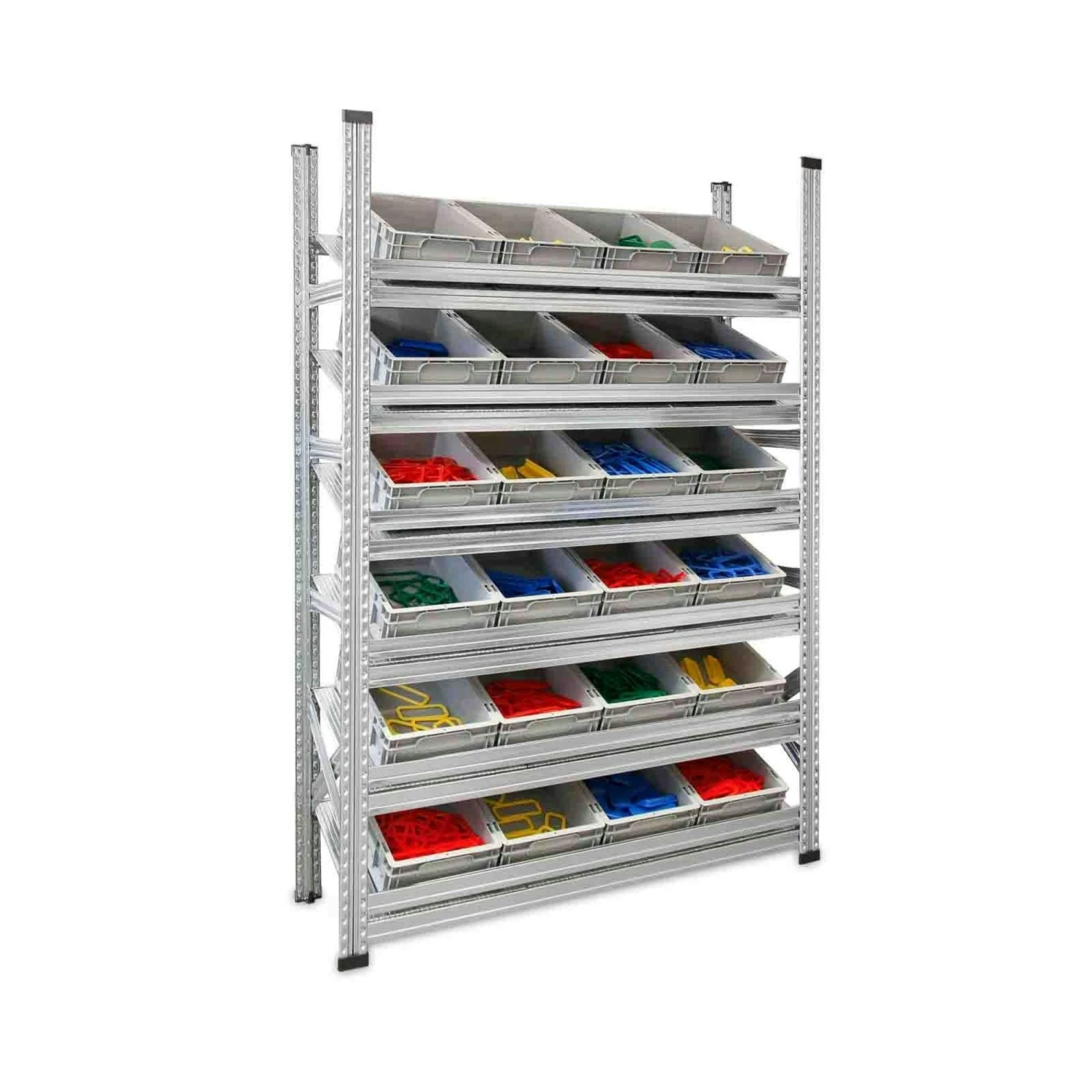 PROREGAL NextGen Schrägbodenregal Für Euroboxen (ohne Boxen) | 5 Fachböden | HxBxT 197x142x40cm | Fachlast 180kg | Verzinkt 4 PROREGAL NextGen Schrägbodenregal Für Euroboxen (ohne Boxen) | 5 Fachböden | HxBxT 197x142x40cm | Fachlast 180kg | Verzinkt – Bild 2