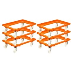 PROREGAL Transportroller Für Euroboxen 60x40cm Mit Kunststoffräder Orange | Offenes Deck | 4 Lenkrollen | Traglast 300kg -Proregal 9a00e2bb 8498 4e19 8fbc f112782e8cca