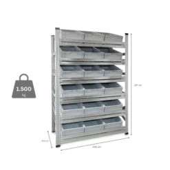 PROREGAL NextGen Schrägbodenregal Für Euroboxen (ohne Boxen) | 6 Fachböden | HxBxT 197x142x60cm | Fachlast 180kg | Verzinkt -Proregal a26c2bfe 9175 4ac9 801f fa6784857322