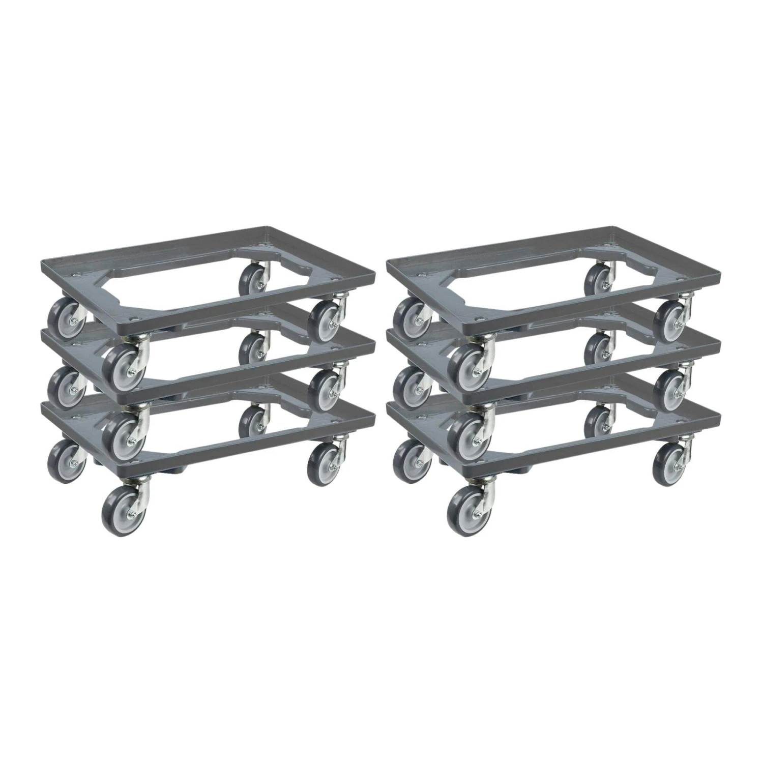 PROREGAL Transportroller Für Euroboxen 60x40cm Mit Gummiräder Grau | Offenes Deck | 4 Lenkrollen | Traglast 300kg 9 PROREGAL Transportroller Für Euroboxen 60x40cm Mit Gummiräder Grau | Offenes Deck | 4 Lenkrollen | Traglast 300kg – Bild 7