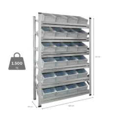 PROREGAL NextGen Schrägbodenregal Für Euroboxen (ohne Boxen) | 6 Fachböden | HxBxT 197x142x40cm | Fachlast 180kg | Verzinkt -Proregal bbf1cabe 83f3 4e92 afed d565756f8a63