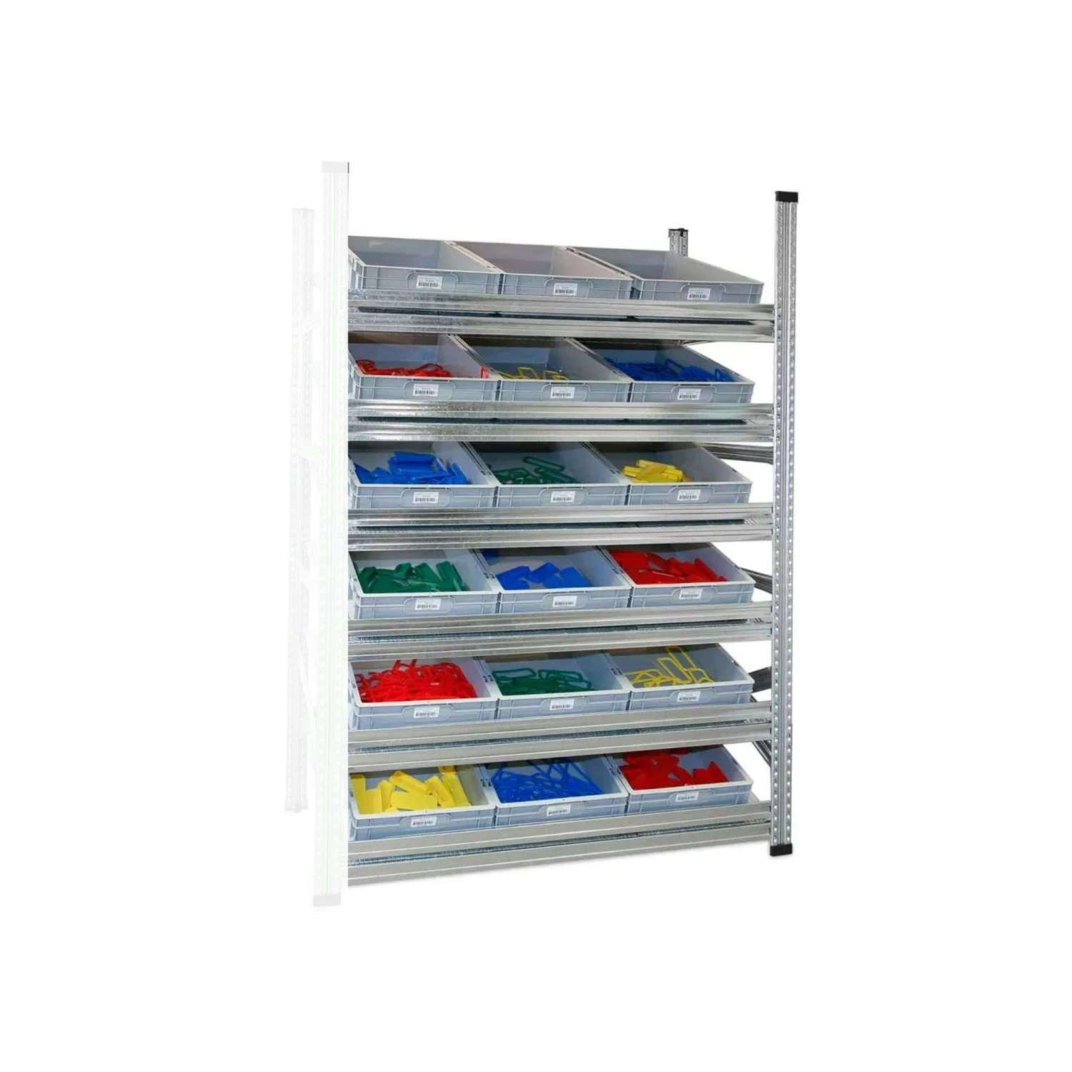 PROREGAL NextGen Schrägboden-Anbauregal Für Euroboxen (ohne Boxen) | 4 Fachböden | HxBxT 197x142x40cm | Fachlast 180kg | Verzinkt 7 PROREGAL NextGen Schrägboden-Anbauregal Für Euroboxen (ohne Boxen) | 4 Fachböden | HxBxT 197x142x40cm | Fachlast 180kg | Verzinkt – Bild 5