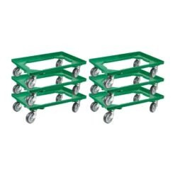 PROREGAL Transportroller Für Euroboxen 60x40cm Mit Gummiräder Grün | Offenes Deck | 2 Lenkrollen & 2 Bremsrollen | Traglast 300kg -Proregal d30da880 144b 4b29 8b8c 3eccd470d2a7