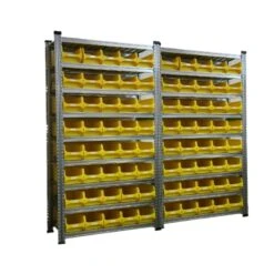 PROREGAL Fachbodenregal Mit 45x Sichtlagerboxen 4.1 Mit Griffstange Gelb | 9 Fachböden | HxBxT 197x112x32cm | Verzinkt -Proregal d6022d6e ef25 4513 867f 512b02f3bda4