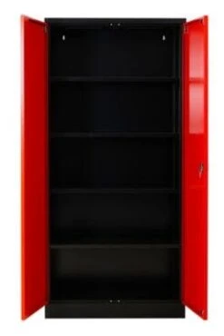 PROREGAL Stahlschrank Bee | HxBxT 195x92x42 Cm | Schwarz-Rot -Proregal d9ce410b 37f7 4b54 81f1 197ca3bec231