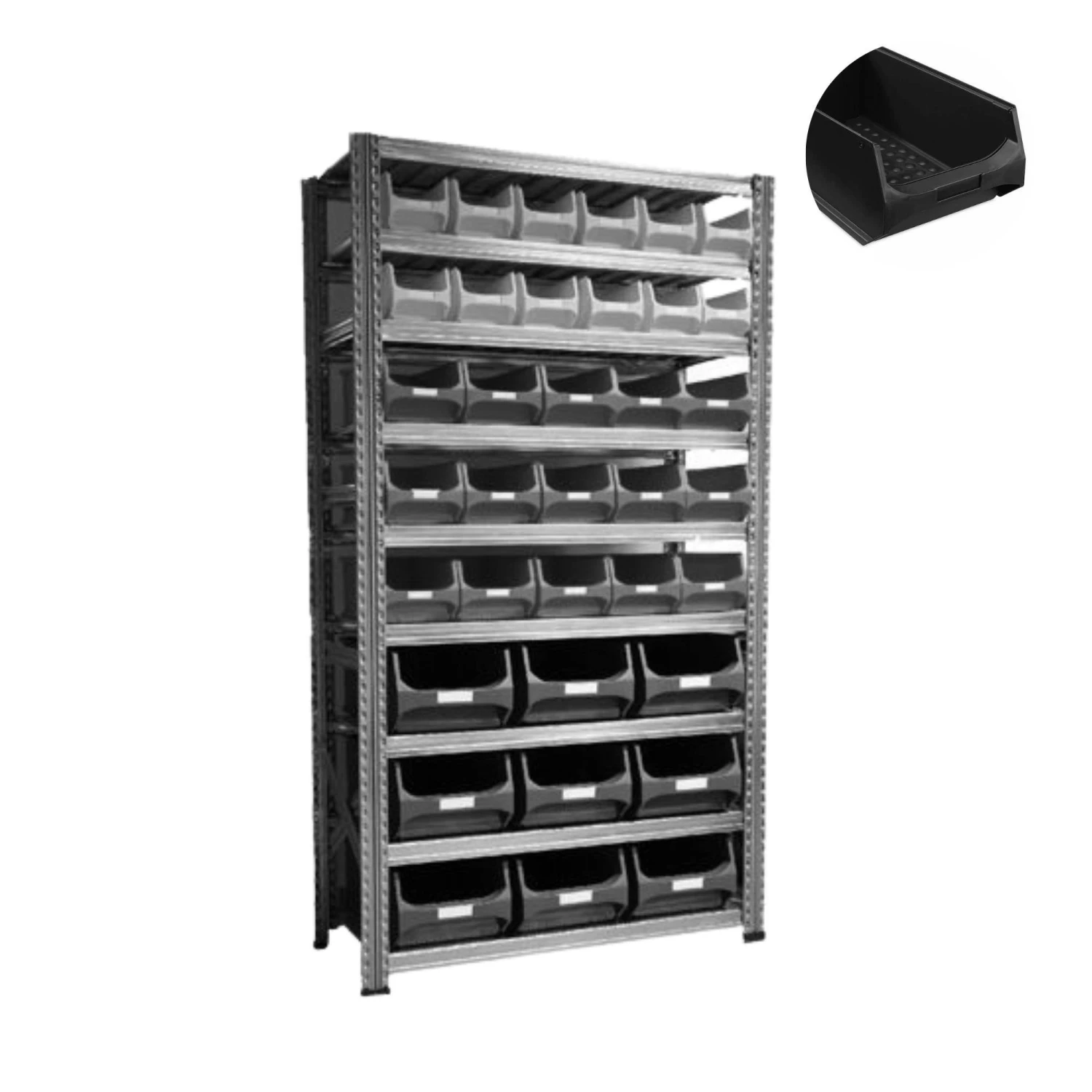 PROREGAL Fachbodenregal Mit 12x Box 3.0 Gelb & 15x Box 4.0 Rot & 9x Box 5.0 Blau | 8 Fachböden | HxBxT 197x112x50cm | Verzinkt 4 PROREGAL Fachbodenregal Mit 12x Box 3.0 Gelb & 15x Box 4.0 Rot & 9x Box 5.0 Blau | 8 Fachböden | HxBxT 197x112x50cm | Verzinkt – Bild 2