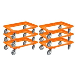 PROREGAL Transportroller Für Euroboxen 60x40cm Mit Gummiräder Orange | Offenes Deck | 2 Lenkrollen & 2 Bockrollen | Traglast 300kg -Proregal e1a90ead 1e8d 42a4 a95f 6862db64edd9