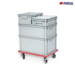 PROREGAL Transportroller Für Euroboxen 60x40cm Mit Kunststoffräder Weiß | Offenes Deck | 2 Lenkrollen & 2 Bremsrollen | Traglast 300kg -Proregal ee7baa4d 2bb1 4c45 a719 07d5a5b3d9ef