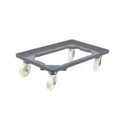 PROREGAL Transportroller Für Euroboxen 60x40cm Mit Kunststoffräder Grau | Offenes Deck | 2 Lenkrollen & 2 Bockrollen | Traglast 300kg