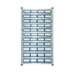 PROREGAL Fachbodenregal Mit 44x Regalkästen 500 BN | 11 Fachböden | HxBxT 197x112x50cm | Fachlast 180kg | Verzinkt