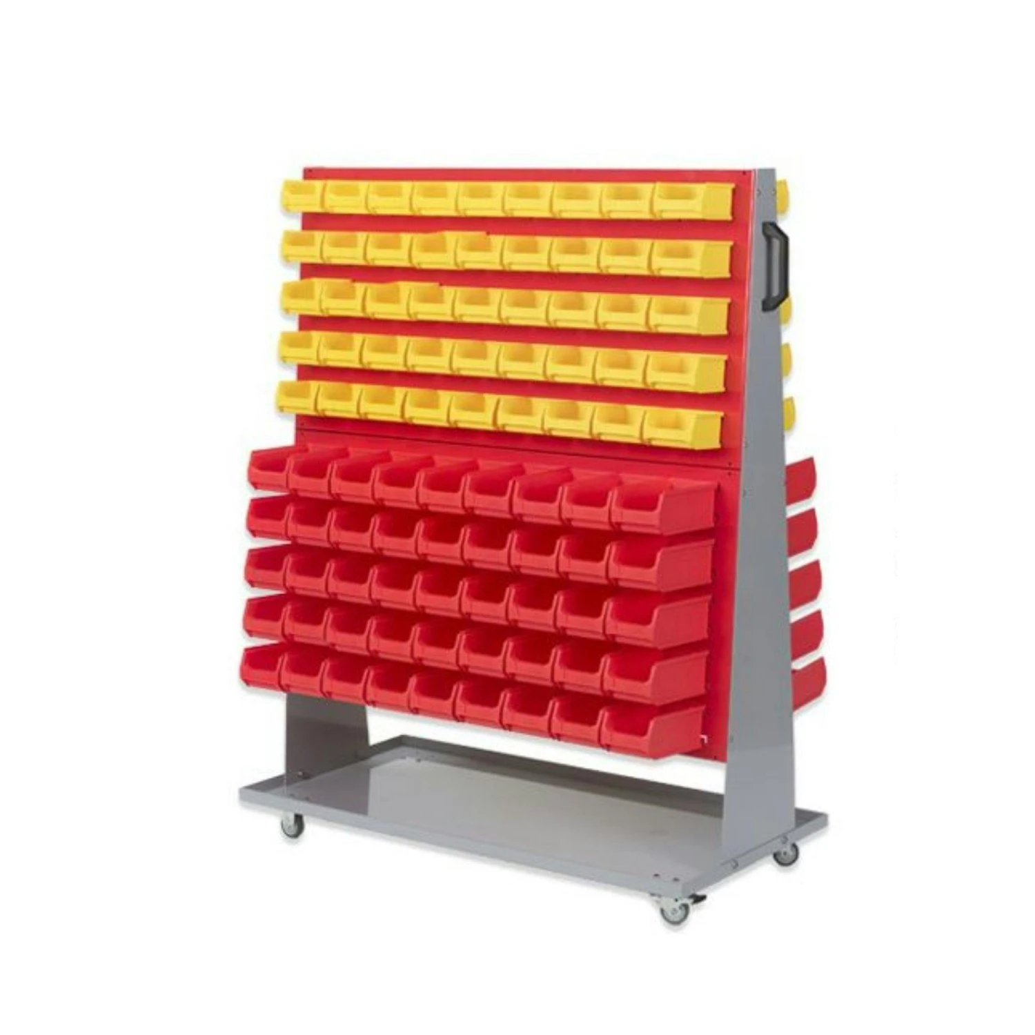 PROREGAL ProfiDrop Systemwagen Auf Rollen Mit Blauen Systemplatten & 90x Rote Sichtlagerbox 1.0 Und 90x Gelbe Sichtlagerbox 2.0 | HxBxT 130x100x50cm 4 PROREGAL ProfiDrop Systemwagen Auf Rollen Mit Blauen Systemplatten & 90x Rote Sichtlagerbox 1.0 Und 90x Gelbe Sichtlagerbox 2.0 | HxBxT 130x100x50cm – Bild 2